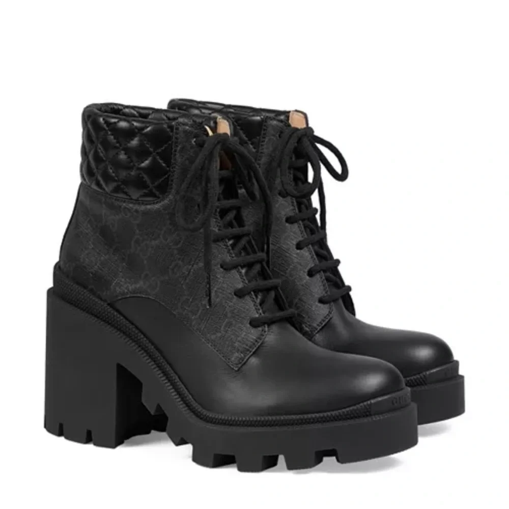 Gucci Black Quilted Ankle Boots - Picture 4 of 5